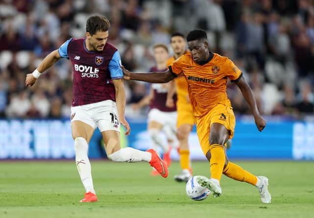 Marshall Munetsi scored Wolves' first goal of the night at West Ham.