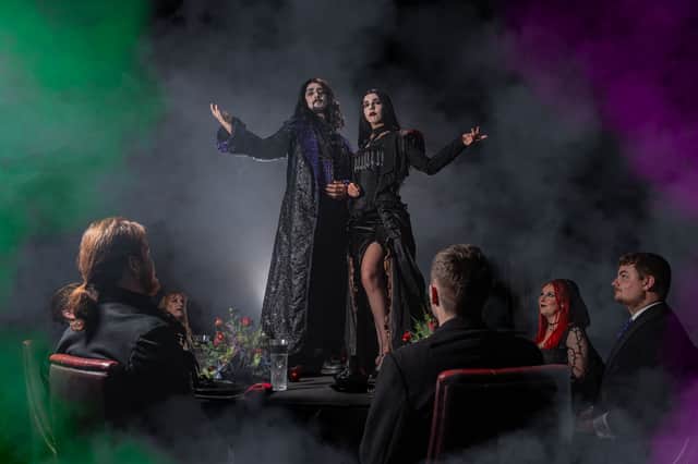 The immersive experience Dine with the Dead invites guests to a twisted dinner party hosted by Lord Vincent and Lady Lucinda Vile. Photo: Alton Towers Resort