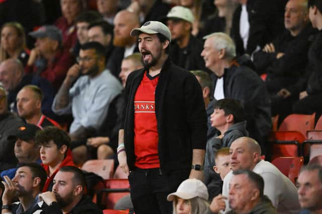 A Saddlers fan makes his feelings known