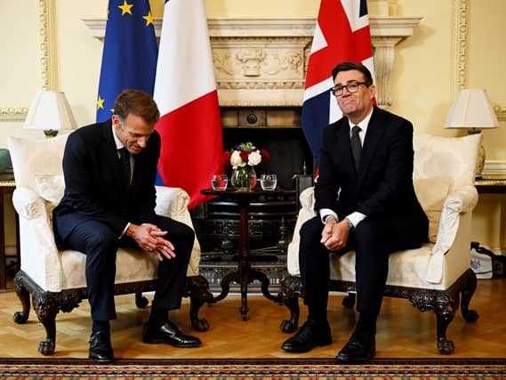 Prime Minister Andy Burnham (right) with French President Emmanuel