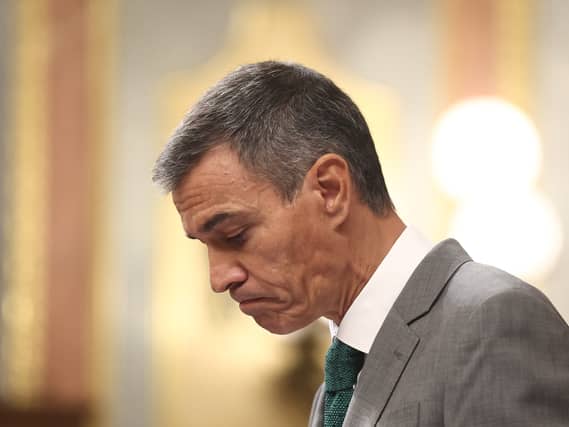 Spanish Prime Minister Pedro Sanchez addressing the parliament in Madrid
