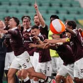 Hearts' Josh McPake celebrates with team-mates