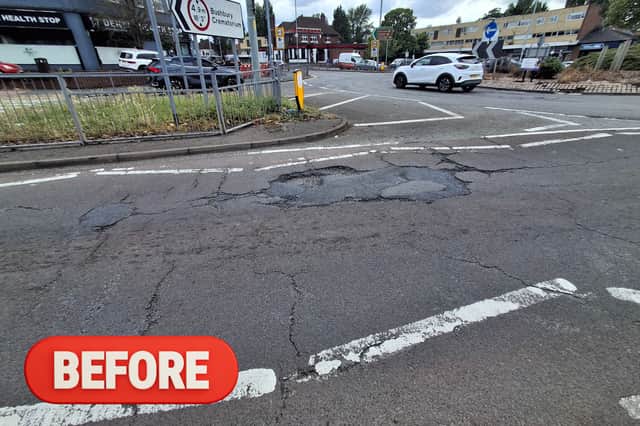 The area around the roundabout was previously marked with potholes. Photo: Wolverhampton Council