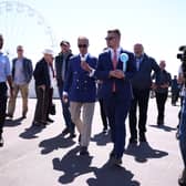 Dan Jukes pictured with Reform UK leader Nigel Farage in Clacton during the 2024 election