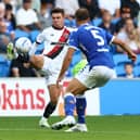 Ex-Albion defender Krystian Bielik, right, with new club Cardiff City.
