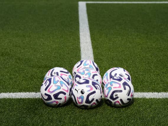 A group of footballs