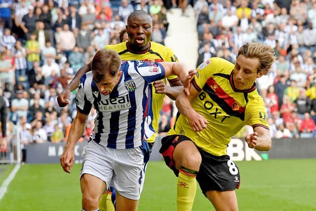 Jayson Molumby conducted the Albion fans at full-time.
Tim Thursfield/Iconic Media Group