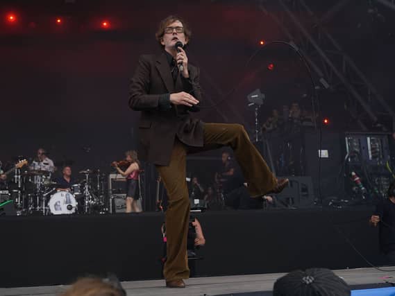 Pulp performing on the Pyramid Stage during the Glastonbury Festival at Worthy Farm in Somerset in 2025
