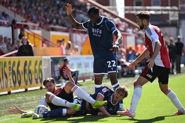 Action from Walsall's hard-fought goalless draw at Exeter City