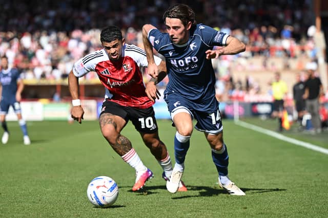 Debutant Antony Evans on the ball for Walsall