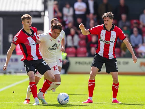 Lincoln and Southampton battle for the ball