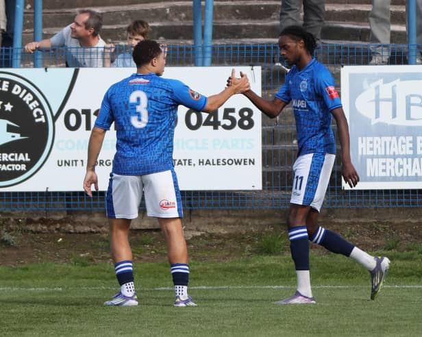 Vanylson Silva celebrates after equalising for Halesowen