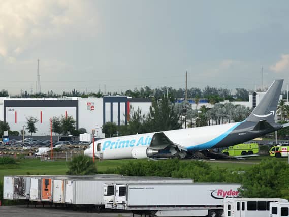 Crashed Amazon plane at airport in Miami