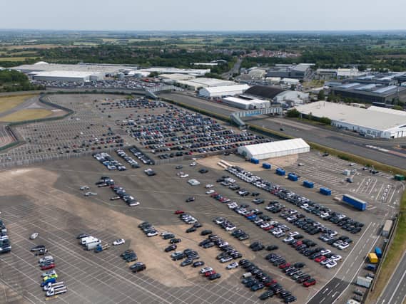 A view of vehicles at the Jaguar Land Rover facility in Gaydon, Warwickshire