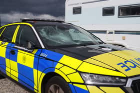 Damaged police car