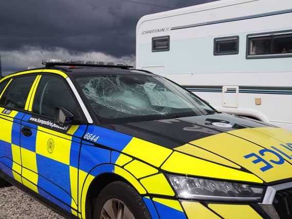 Damaged police car