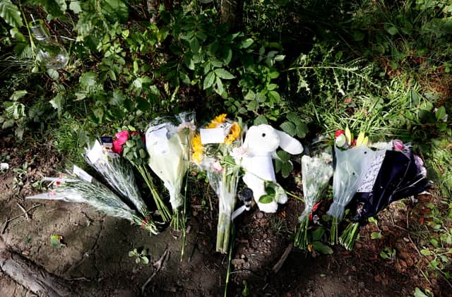 Tributes left in woodland at the Wyrley and Essington nature reserve Staffordshire.