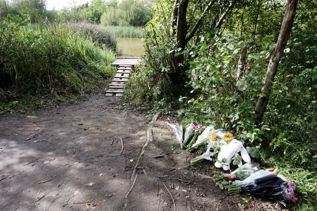 Tributes left in woodland at the Wyrley and Essington nature reserve