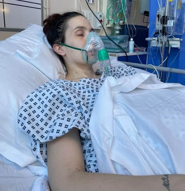 Natalie Chubb in hospital.