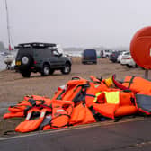 Discarded life jackets at Eastney Point, near Eastney Beach, Portsmouth
