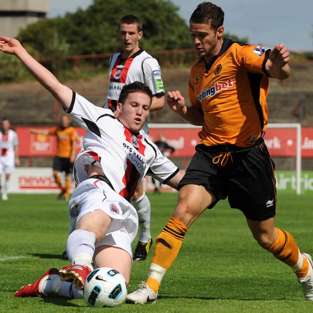 An 18-year-old Matt Doherty challenging Matt Jarvis as Bohemians faced Wolves