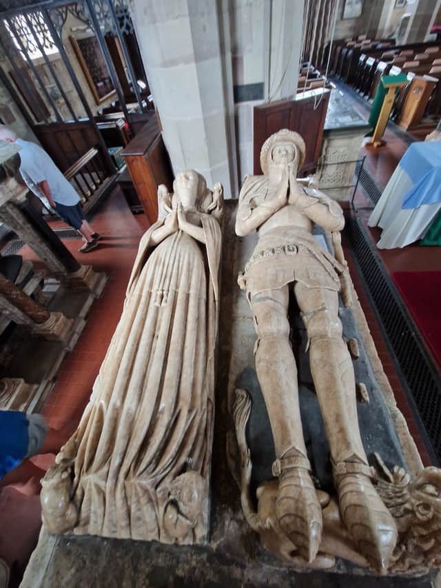 Bartholomew's Church, Tong. Sir Fulk and Dame Isabel of Pembroke, who lie together inside the church.