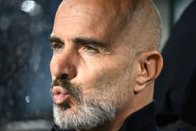 Manchester City manager Enzo Maresca purses his lips before the game against Porto