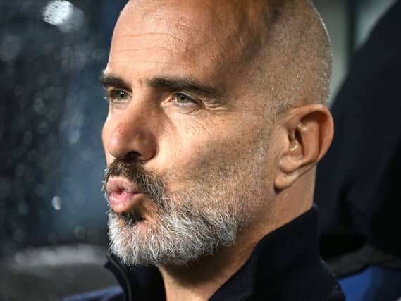 Manchester City manager Enzo Maresca purses his lips before the game against Porto
