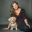 Pip Tomson with her rescue dog Robin