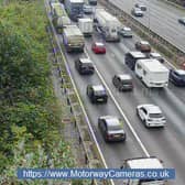 Traffic was seen backed up due to the lane closure. Photo: Motorway Cameras