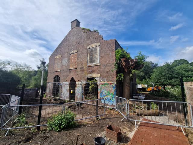 The remains of Riverside House have emerged from the undergrowth