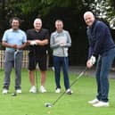 Bully on the tee! Record goalscorer Steve Bull supported by Don Goodman, Dave Jones and Johnny Phillips from Sky Sports