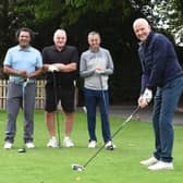 Bully on the tee! Record goalscorer Steve Bull supported by Don Goodman, Dave Jones and Johnny Phillips from Sky Sports