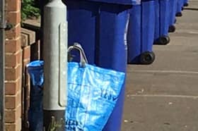 Newcastle borough blue recycling bins and bag
