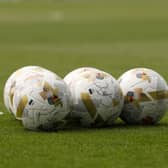 A general view of Sky Bet EFL Play Off match balls on the pitch