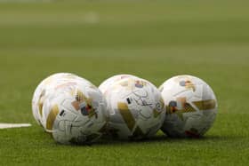 A general view of Sky Bet EFL Play Off match balls on the pitch