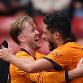Wolves celebrate Raul Jimenez’s late winner.