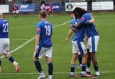 Hugs for double goalscorer Milan Butterfield, right (Picture: Steve Evans)
