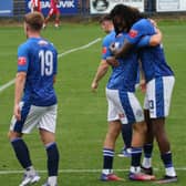 Hugs for double goalscorer Milan Butterfield, right (Picture: Steve Evans)