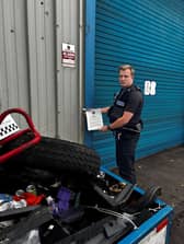 PC Dan Arthur with the closure notice.