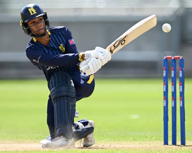 Davina Perrin in action for Warwickshire this season