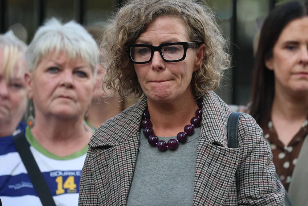 Fiona Donohoe outside Belfast Coroner’s Court at the inquest into the death of her son