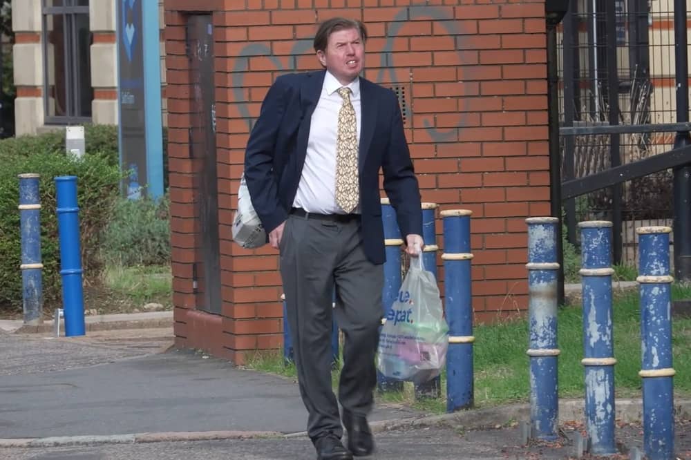 Far right extremist Ivan Jennings arrives at Leicester Crown Court for sentencing