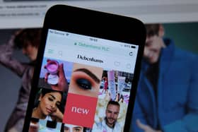 The Debenhams website on a mobile phone
