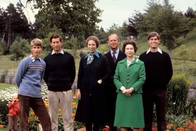 The Duke of Edinburgh, the Queen and their children Prince Edward, Prince Charles, Princess Anne, and Prince Andrew, at Balmoral in 1979 (PA)