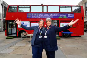 The NHS cancer screening bus arrives in Dudley town centre. 
Tim Thursfield/Iconic Media Group