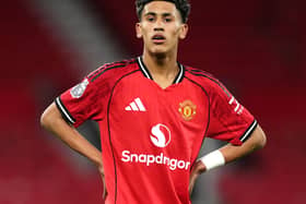 Manchester United’s JJ Gabriel during the FA Youth Cup semi-final against Crystal Palace in April