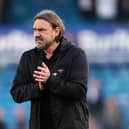Leeds manager Daniel Farke applauds the fans
