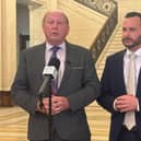 Jim Allister (left) and MLA Timothy Gaston