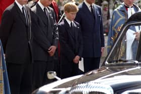 Earl Spencer, William, Harry and Charles at Diana’s funeral service